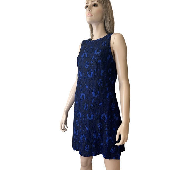 Ralph Lauren Dress Sheath Lace Overlay Royal Blue Cocktail Sleeveless - Picture 7 of 15
